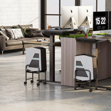 Load image into Gallery viewer, Height Adjustable Mobile CPU Stand with Locking Wheels – Black Metal Tower Cart