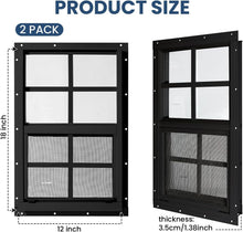 Load image into Gallery viewer, 2 Pack 12" x 18" Sliding Shed Windows with Tempered Glass &amp; Screens, Black