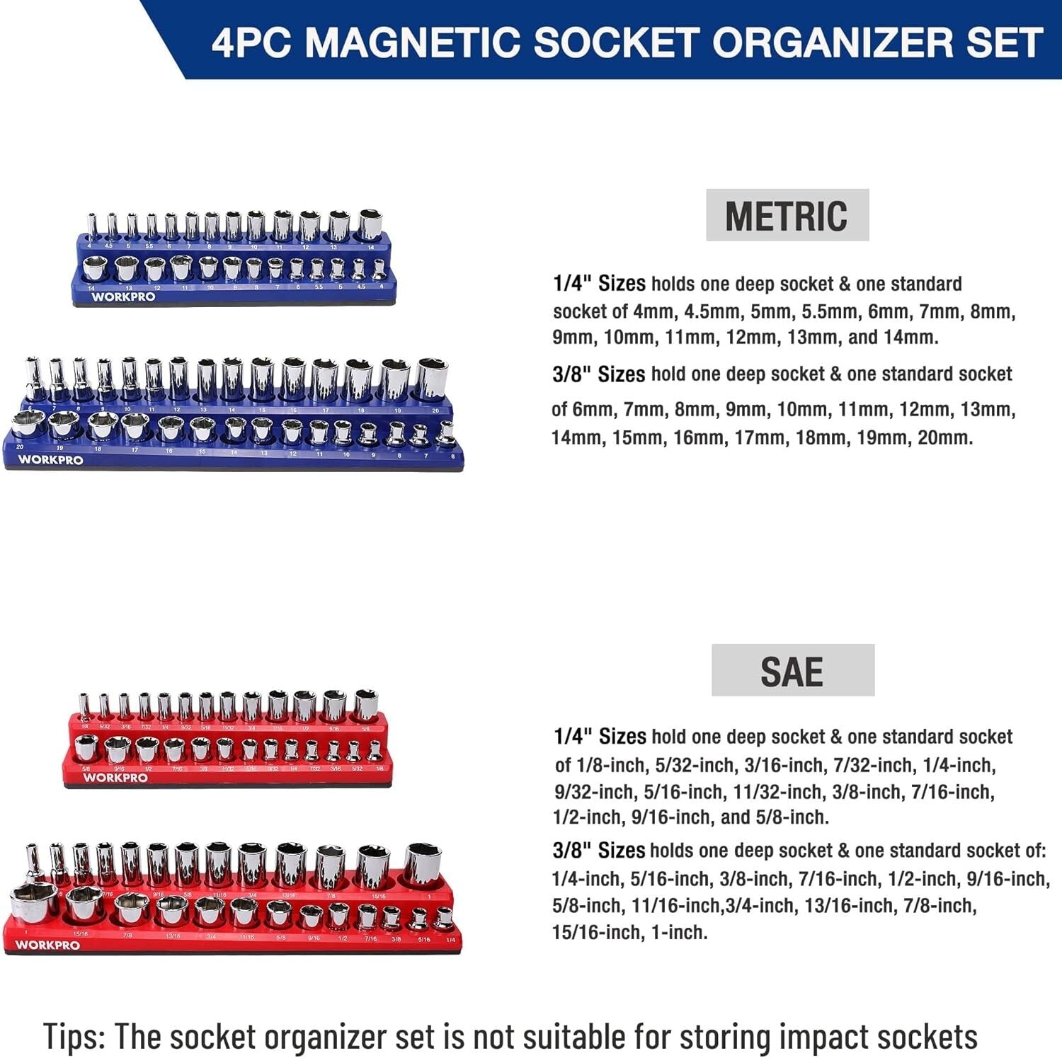 Efficient 4-Piece Socket Storage Set with Magnetic Base - For Tool Enthusiasts