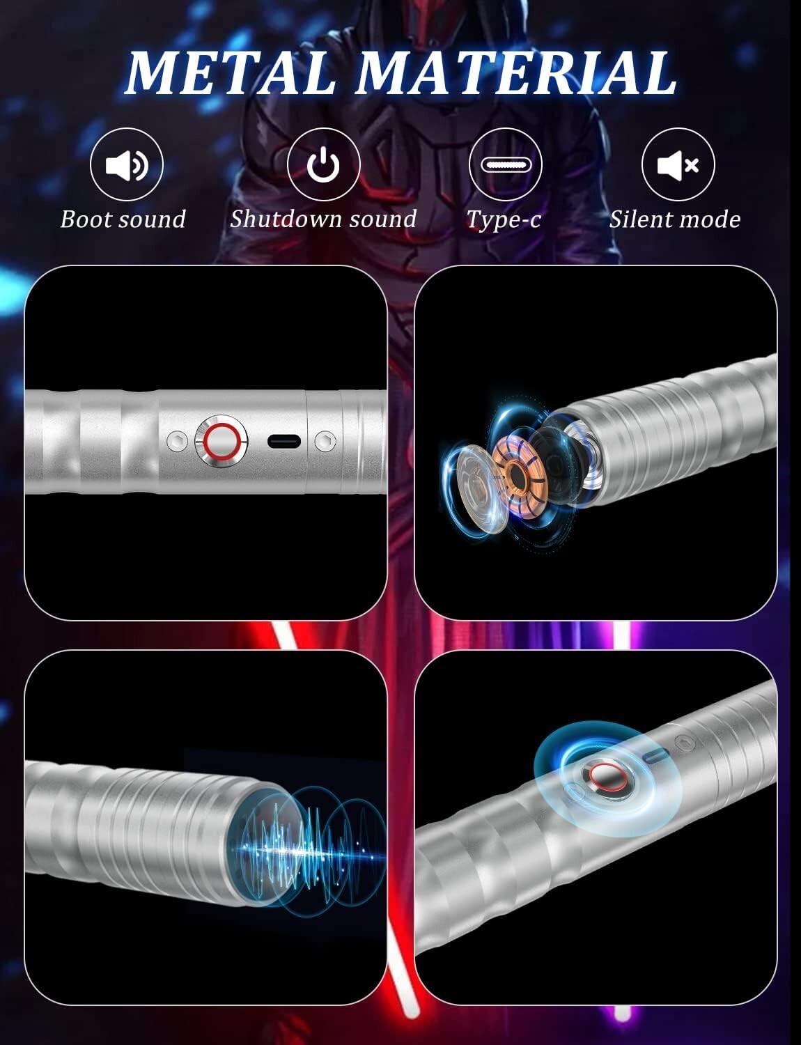 Dual-Function Lightsaber with 12 RGB Colors and Metallic Hilt - Combat Ready