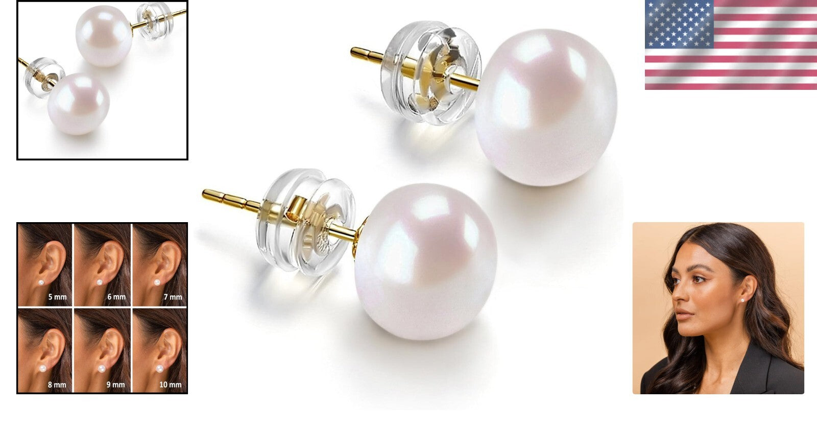 Sustainable 14K Gold Pearl Studs - Handpicked 6.5mm Earrings for All Occasions