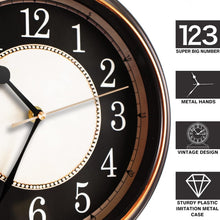 Load image into Gallery viewer, Classic Black and Gold 10-Inch Silent Desk Clock - Ideal Living Room Accent