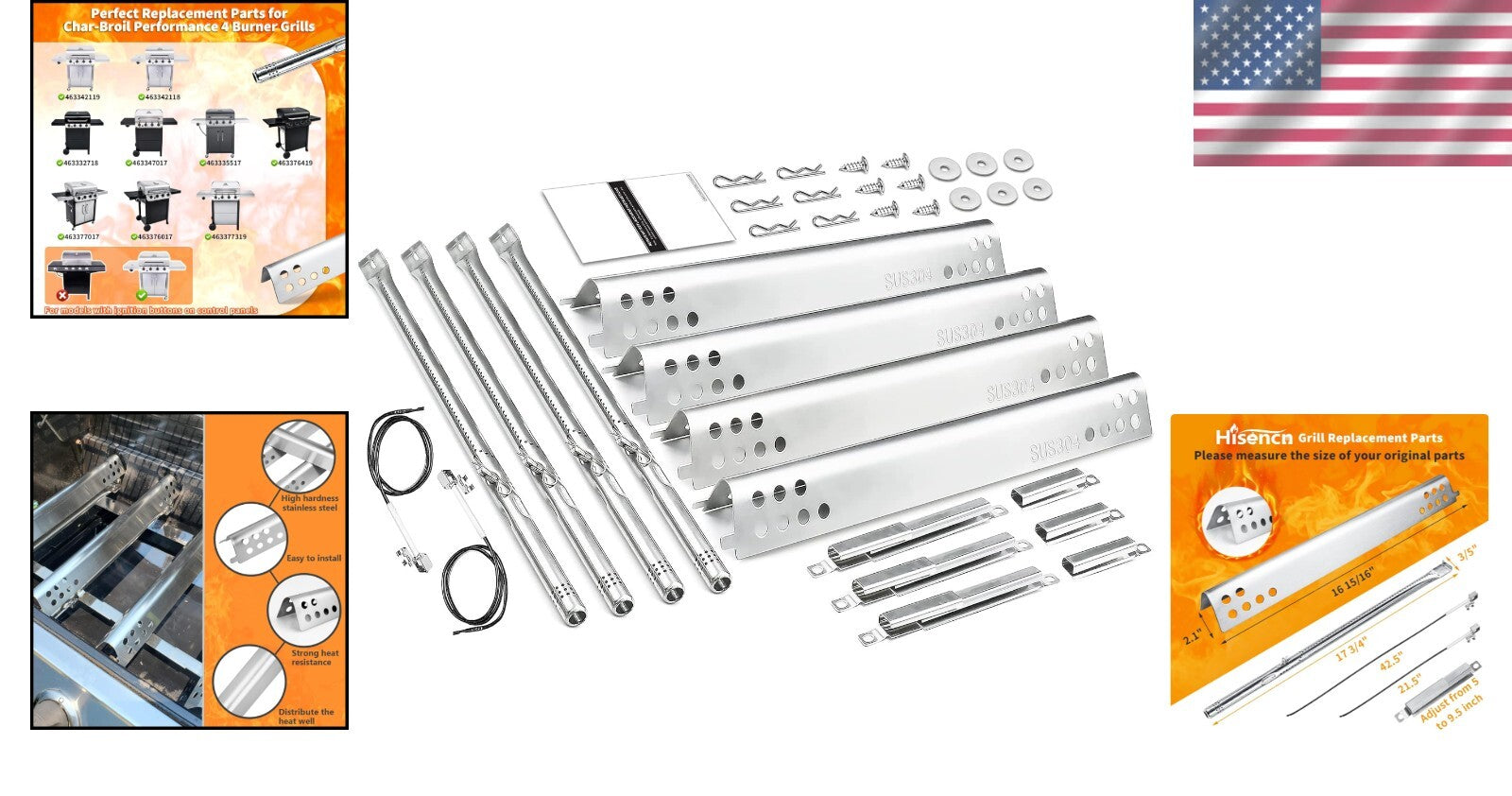 Cost-Effective 4-Pack Charbroil Grill Parts - Heat Plates, Burners & Accessories
