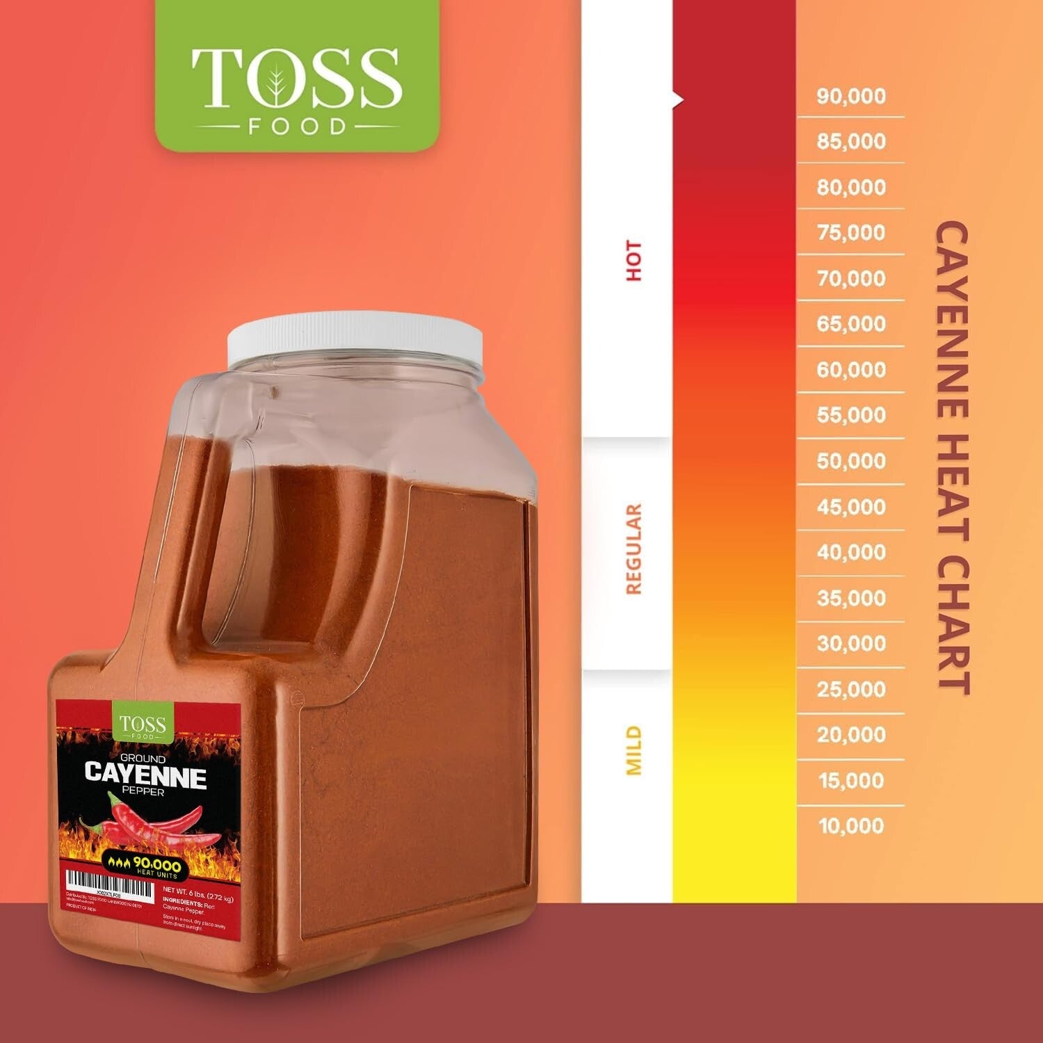 Kosher Certified 6 LB Ground Cayenne Pepper - 90,000 Heat Units for Spicy Flavor