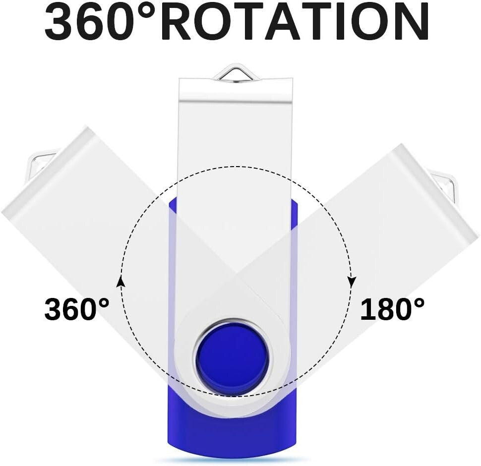 Multi-Functional 8GB USB Drives - 100 Pack Swivel Thumb Drives for All Devices