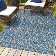 Load image into Gallery viewer, Stylish 5'3"x7'7" Navy/Light Gray Geometric Rug - Easy Clean and Stain-Resistant