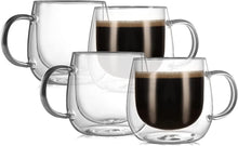 Load image into Gallery viewer, Lightweight &amp; Durable Double Wall Coffee Mugs - 10oz Borosilicate Glass (4-Pack)