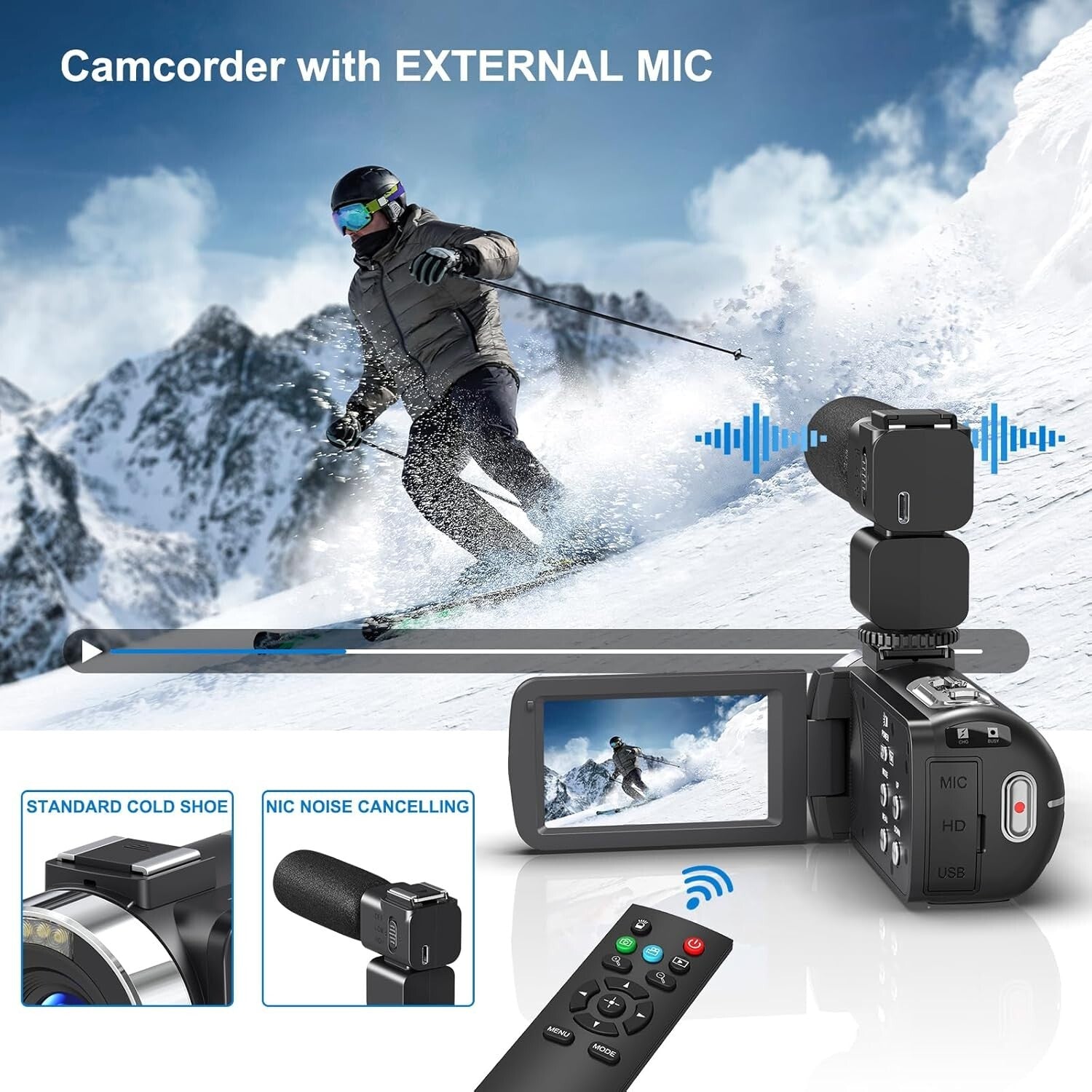 All-in-One 8K Video Camera with Remote Control, Night Vision & 32GB SD Card