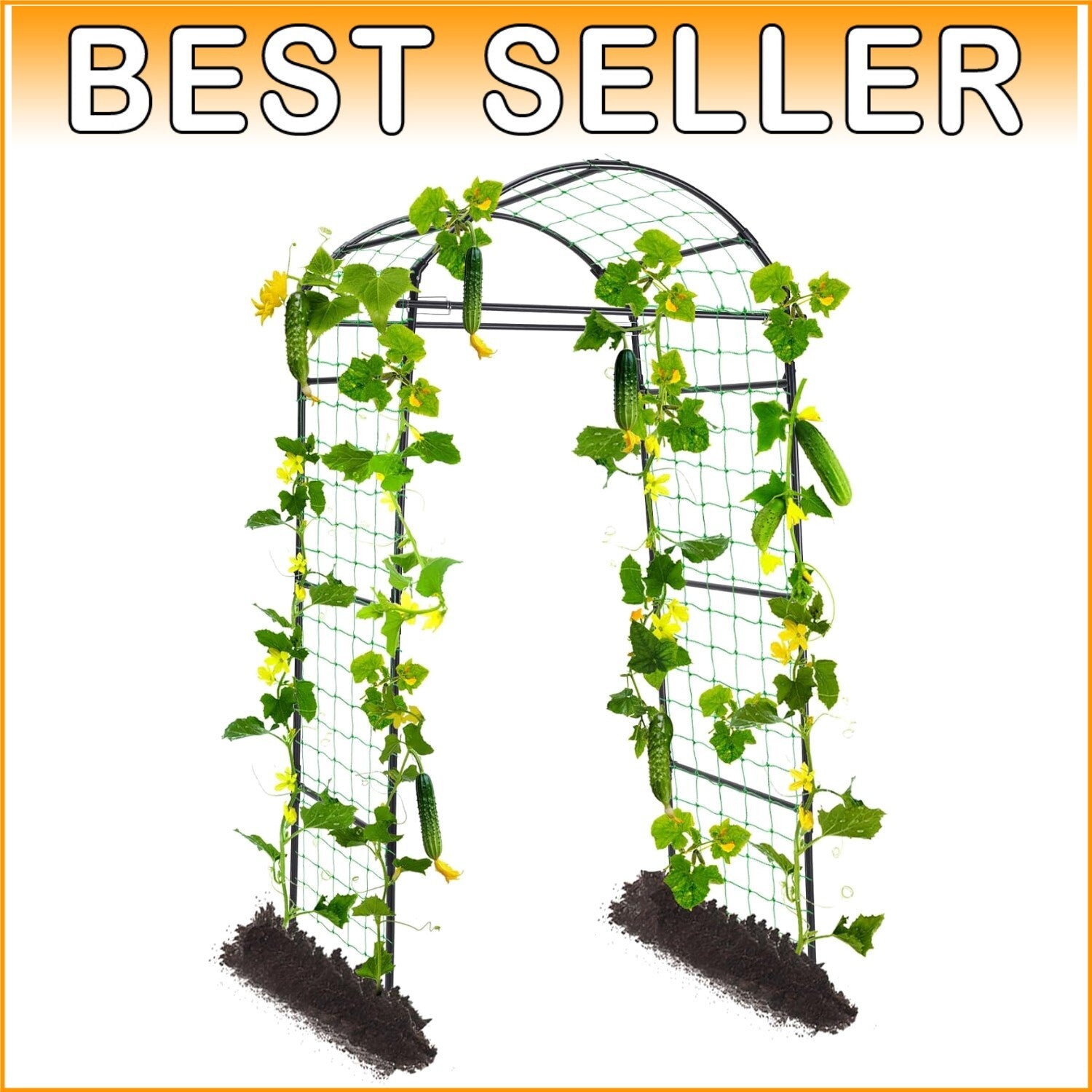 Elegant 6.7ft Garden Arch Trellis for Climbing Plants - Black Support Structure