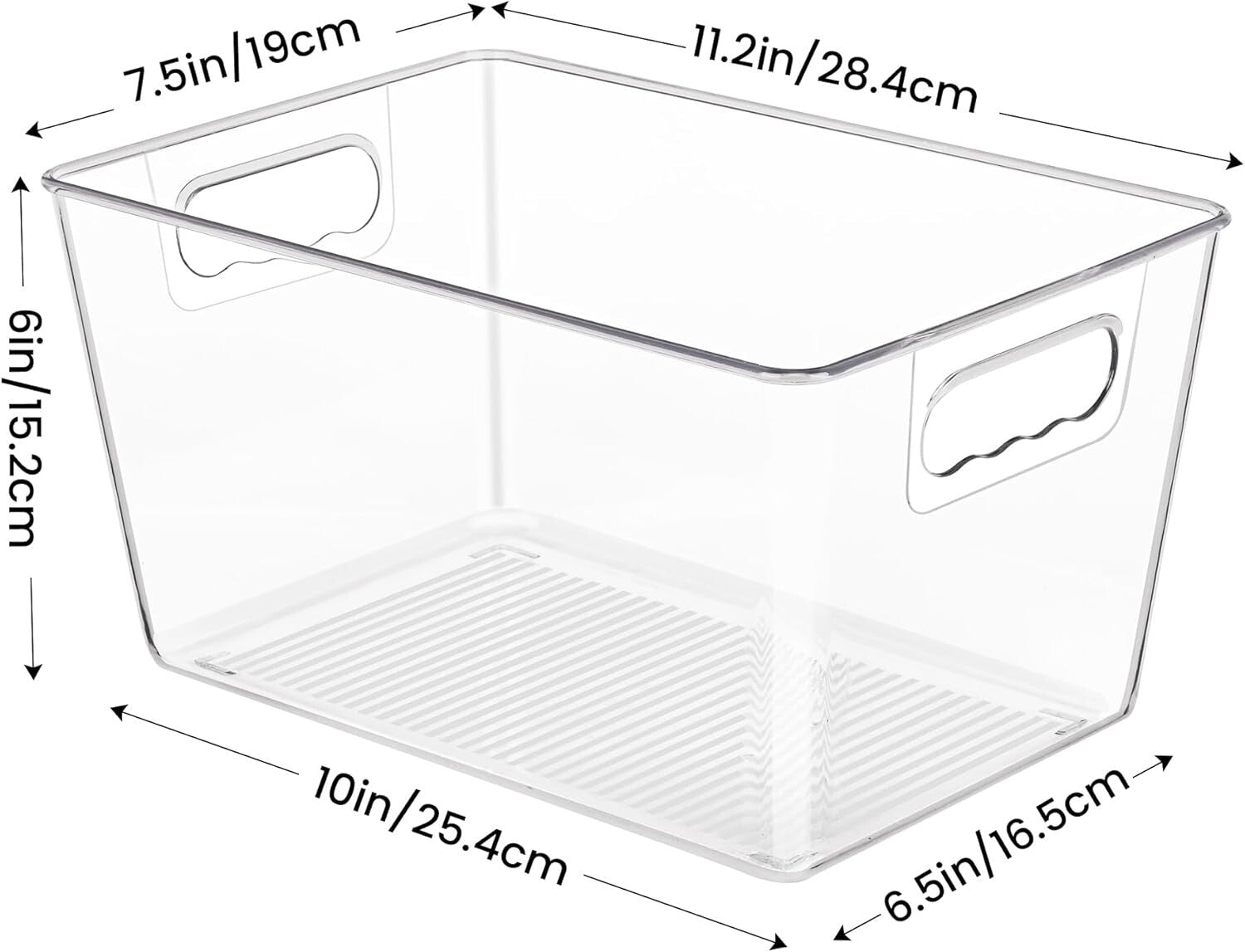 10-Pack Clear Plastic Storage Bins with Handles - Pantry & Kitchen Organizer