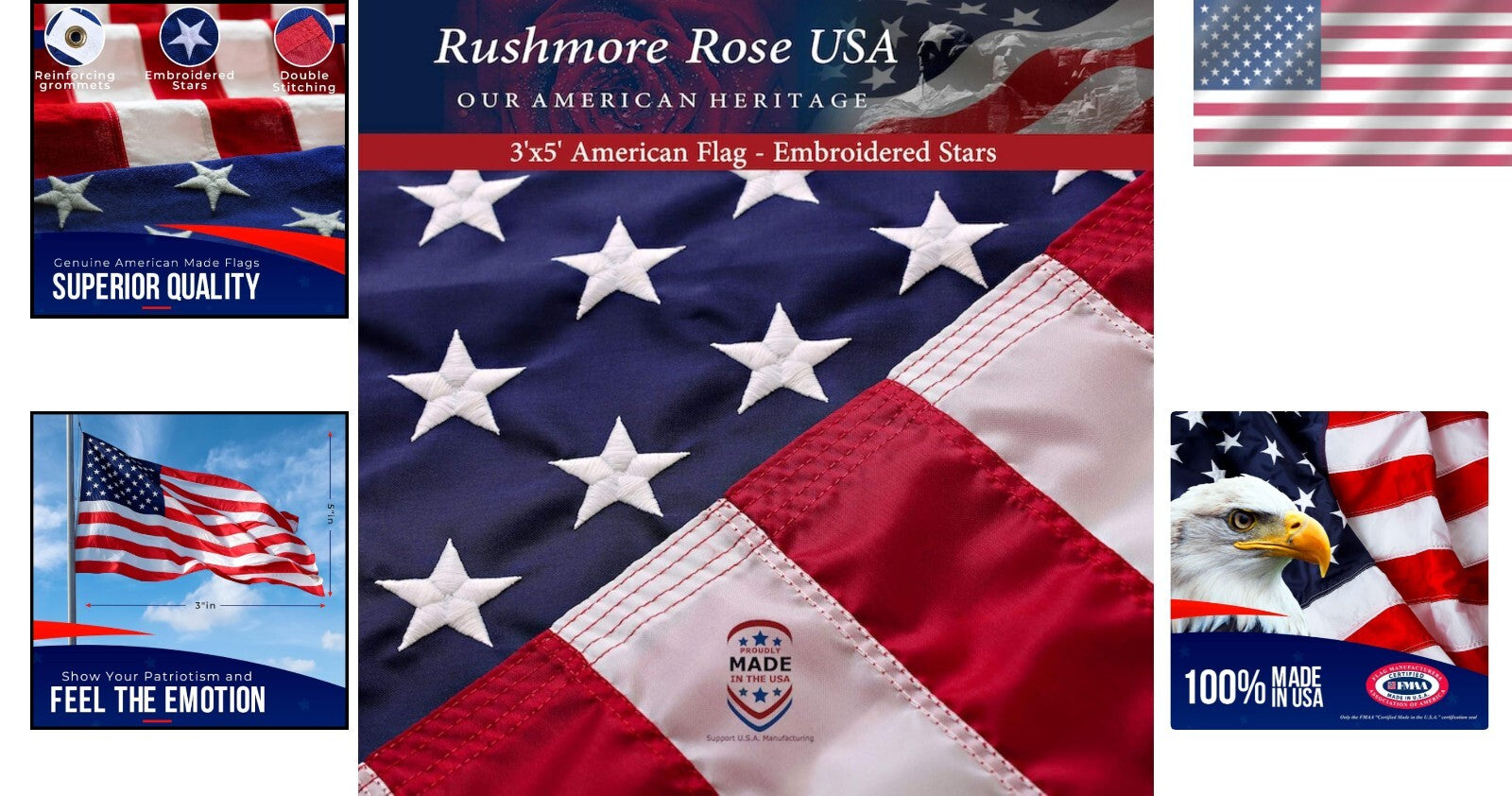 FMAA Certified 3x5 American Flags - Durable Outdoor Use with Brass Grommets