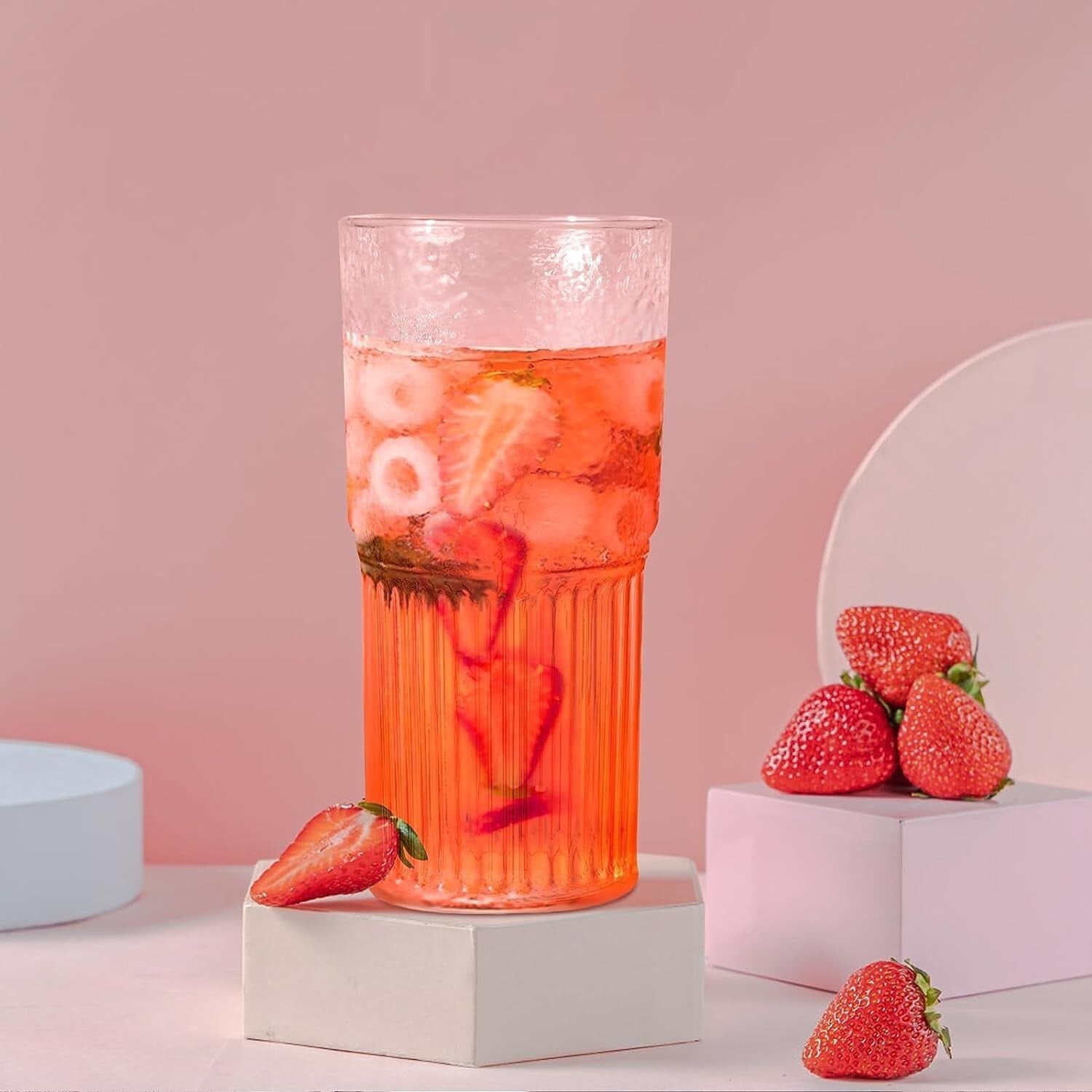 Elegant 4-Piece Glass Tumbler Set - 20 Oz with Lids & Straws for Every Occasion