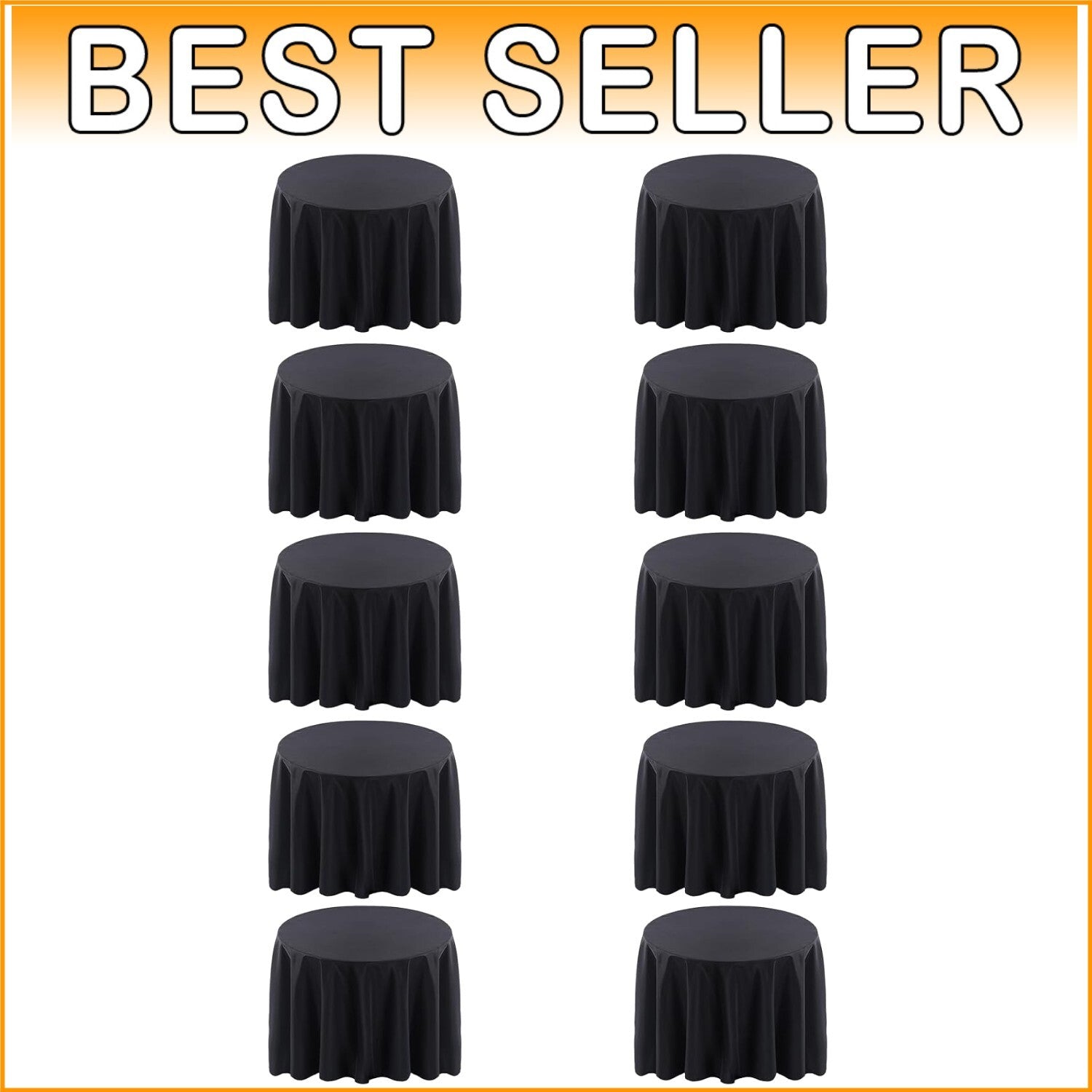 Elegant 120-Inch Black Round Tablecloth 10 Pack - Stain Resistant & Durable