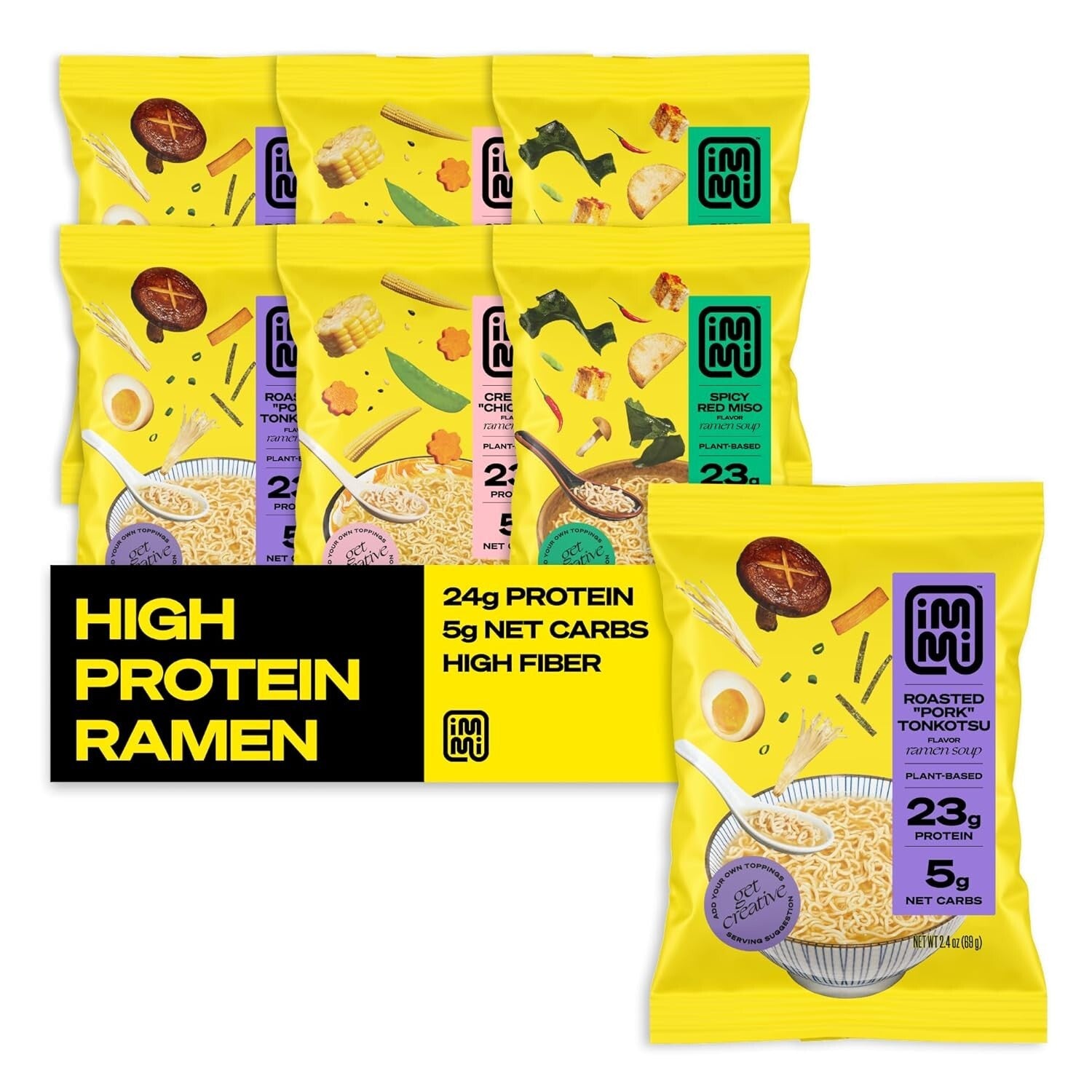 6-Pack Plant-Based Instant Ramen - Keto-Friendly, High Protein & Low Carb
