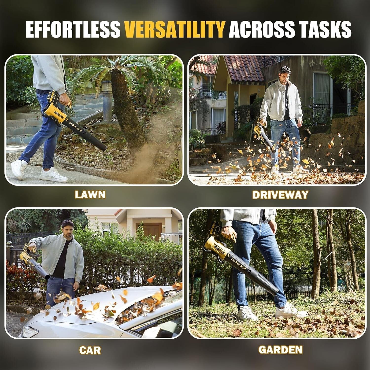 Efficient 180 MPH Cordless Leaf Blower - 2 x 4.0Ah Battery & Charger Included