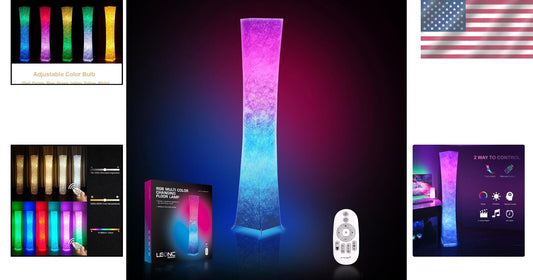 Versatile 61" Dimmable LED Floor Lamp with Multicolor Shade & Remote Control