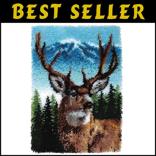 DIY Large Deer Latch Hook Kit - 3D Printed Canvas Craft for All Ages 85cmx63cm