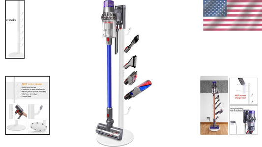 Stylish Cordless Vacuum Stand with Adjustable 6 Hooks - Fits V11, V10, V8 Models
