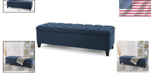 Load image into Gallery viewer, Luxurious Dark Blue Ottoman Bench - Functional Storage &amp; Extra Seating, 51" Wide