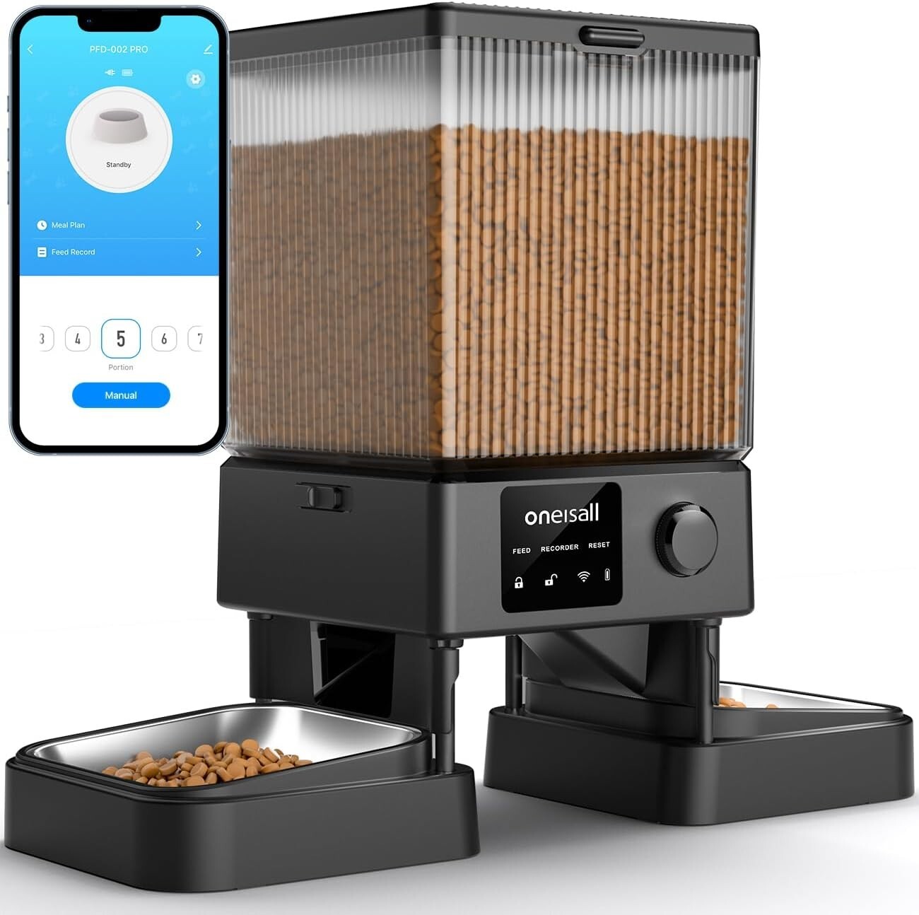 Multi-Pet Automatic Cat Food Dispenser - 5G Wi-Fi, Easy to Clean, Modern Design