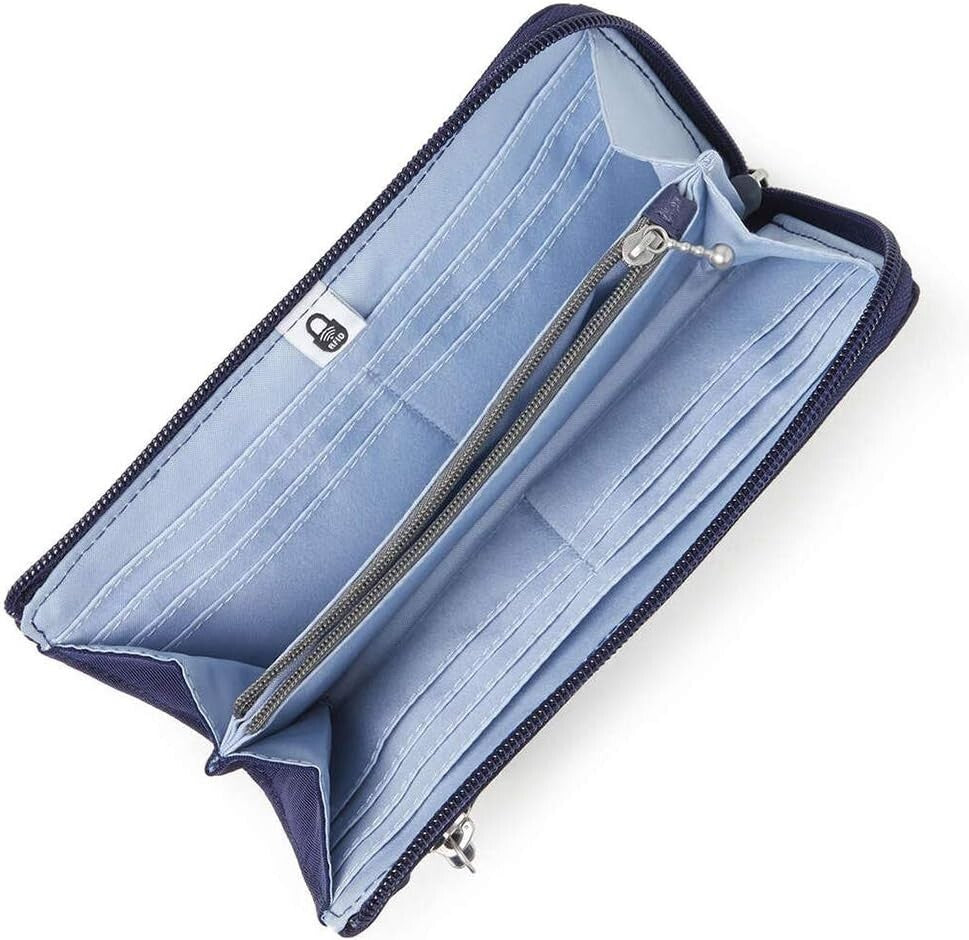 Compact Water-Resistant Zip Wallet for Women - 12 Card Slots & RFID Protection