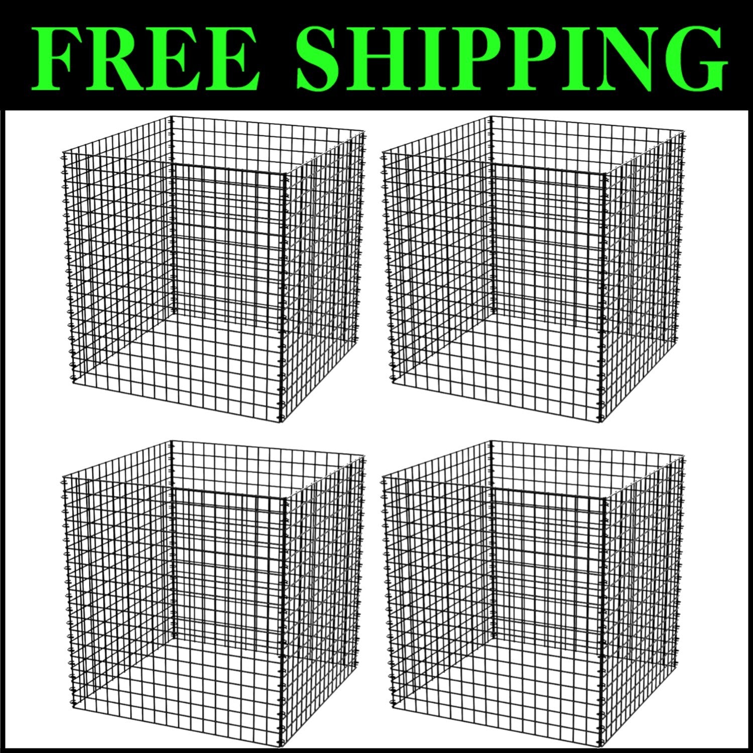 4-Pack Heavy-Duty Wire Plant Protectors - 14.8" Square Animal Cages