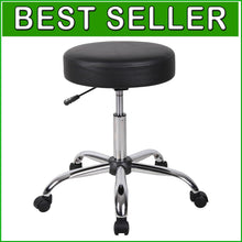 Load image into Gallery viewer, Contemporary Black Vinyl Medical Stool with Easy-Clean Surface &amp; Chrome Base