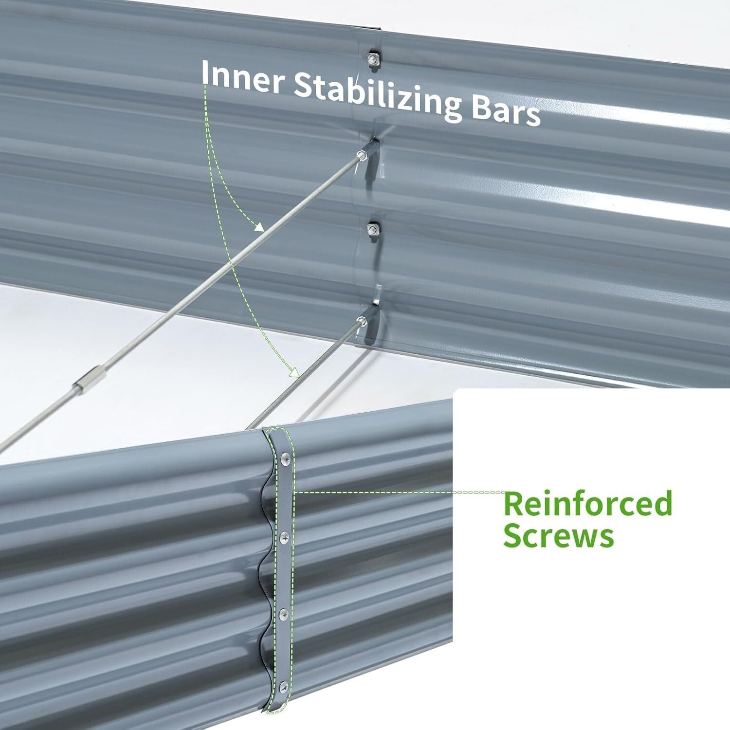 Easy Assembly 8×4ft Galvanized Raised Bed - Sustainable Outdoor Vegetable Garden