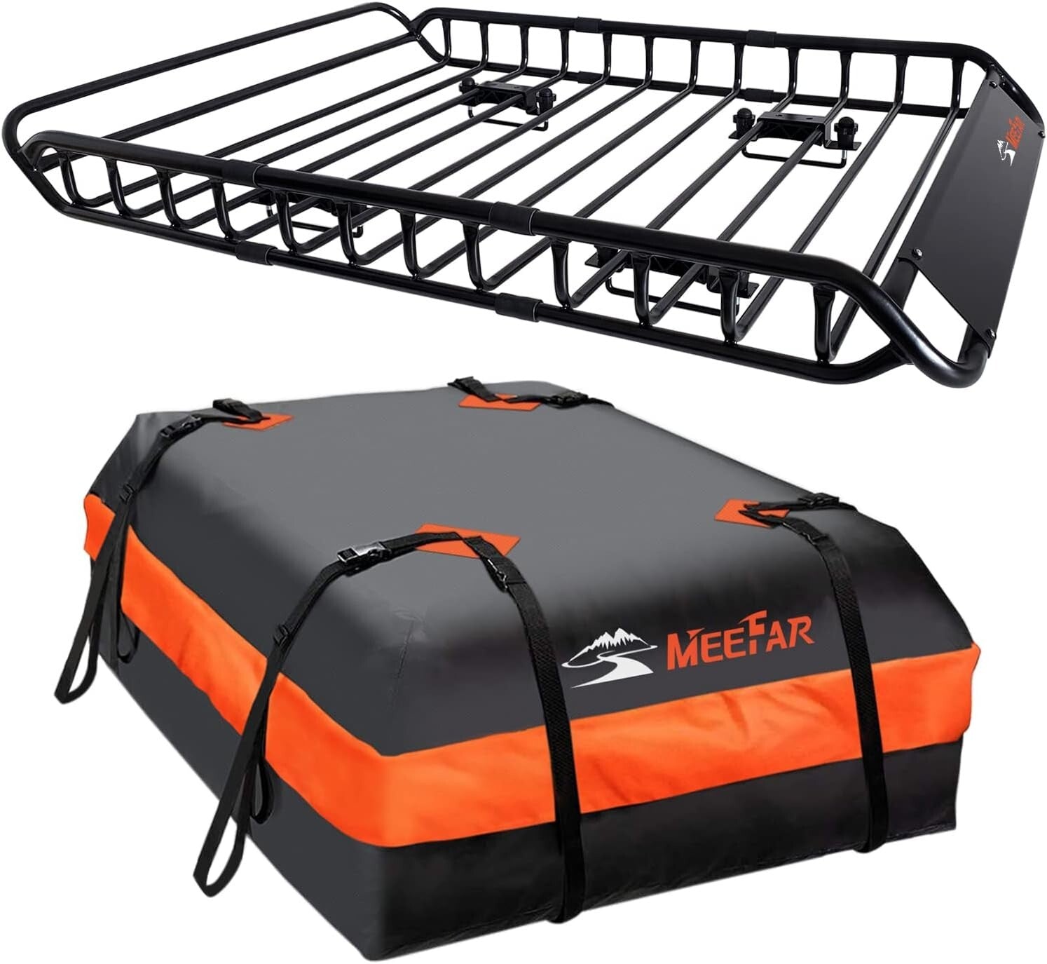 Universal Roof Rack Carrier Basket with Waterproof Bag & Cargo Net - 51" x 36"