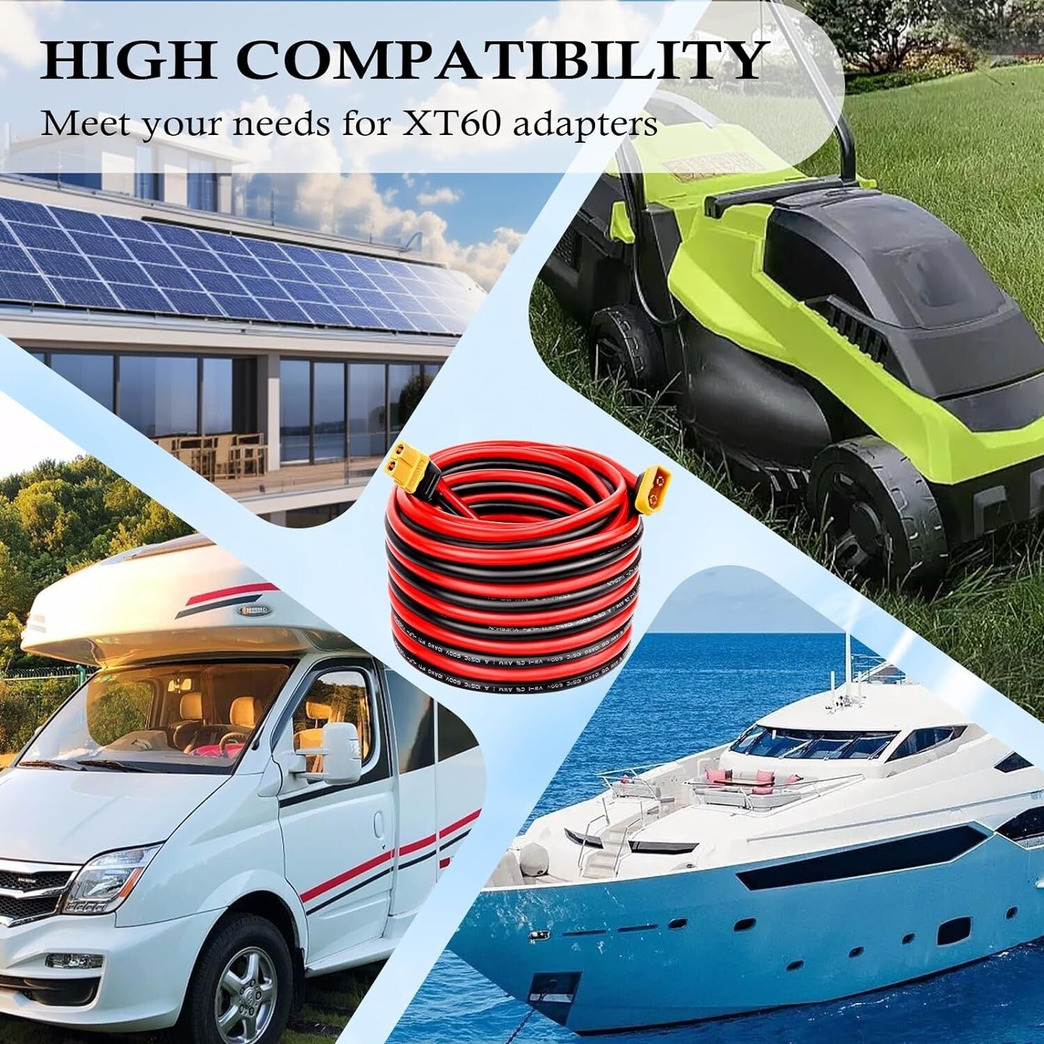 Premium XT60 10AWG Extension Cable – Male to Female, Ideal for RC and Solar Use