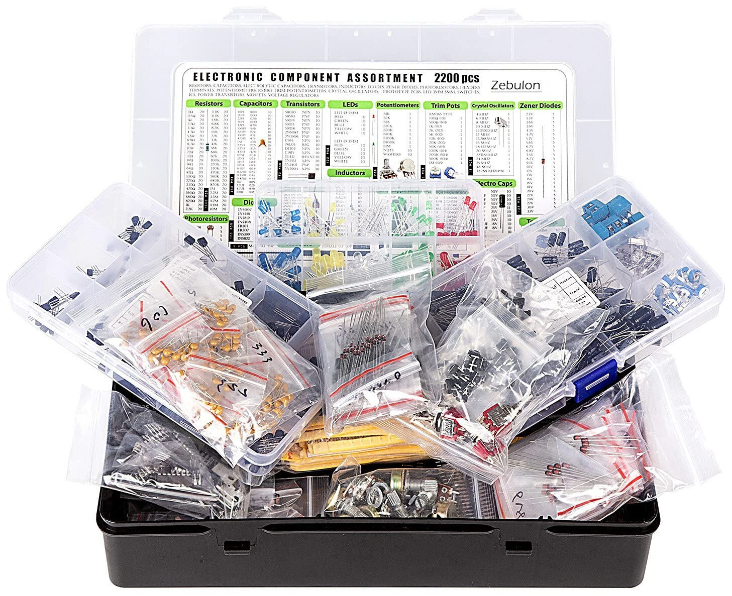 Complete 2200-Piece Electronics Assortment - Ideal for Hobbyists & Professionals