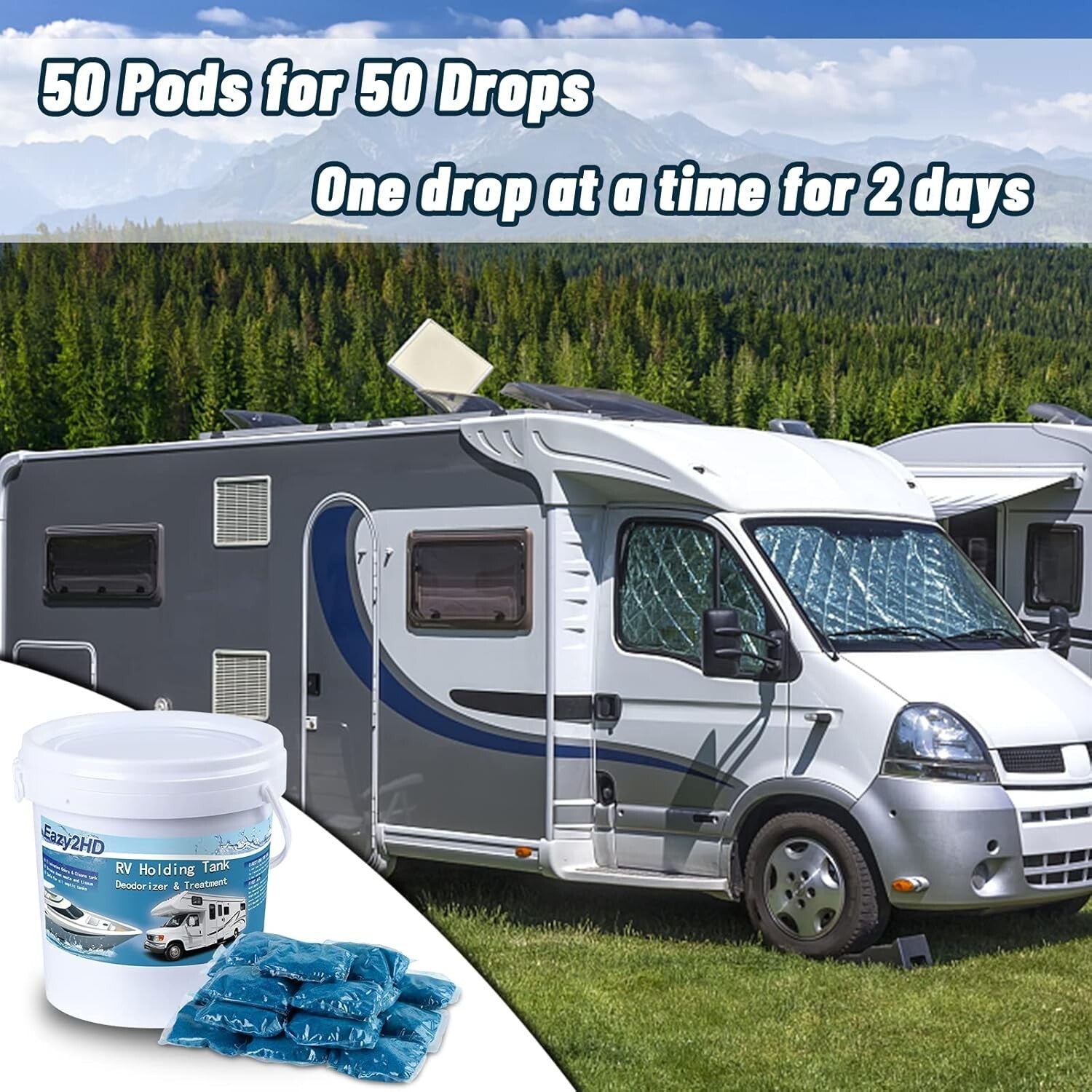 50 Pack RV Tank Deodorizer - Biodegradable Waste Treatment for Portable Toilets