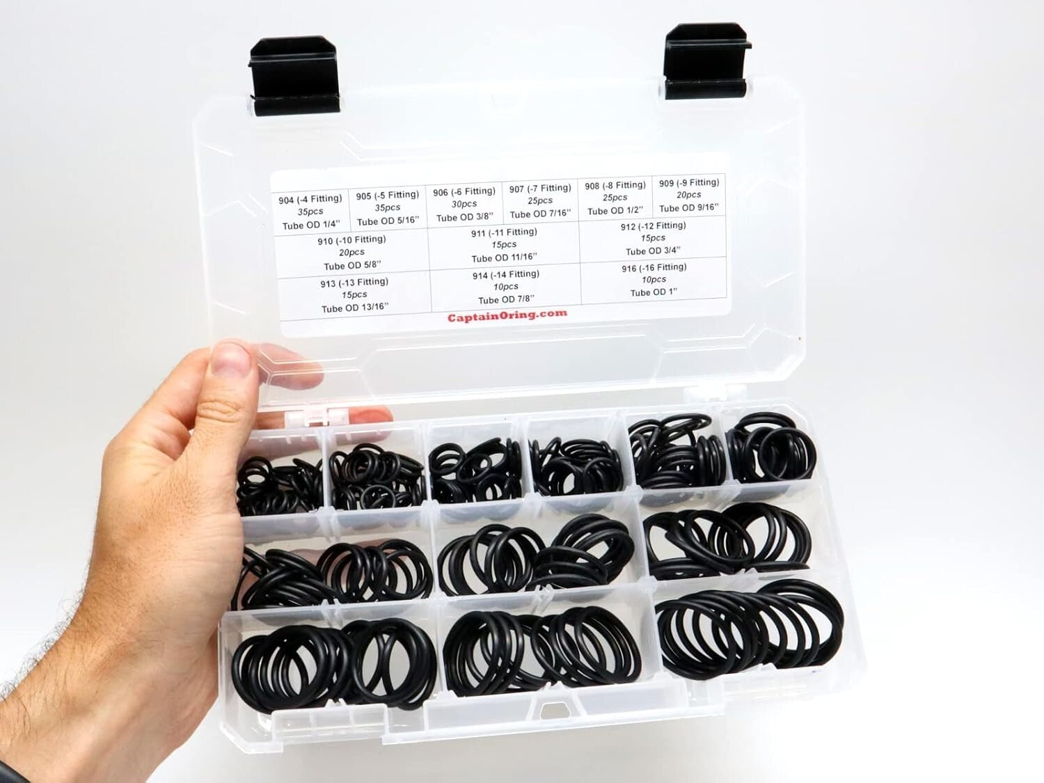 Durable 255-Piece Buna-N O-Ring Kit for Hydraulic Equipment - 12 Essential Sizes