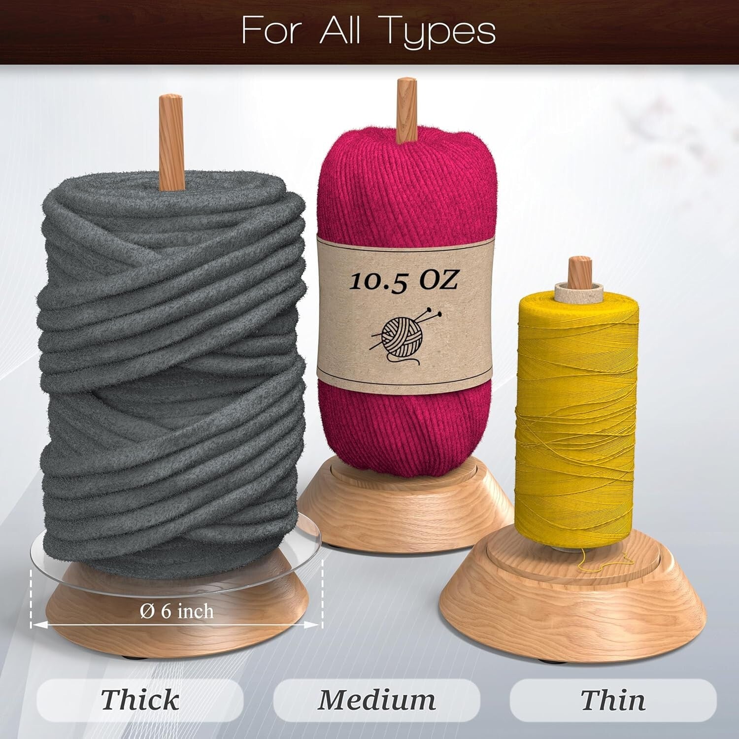 Ergonomic Yarn Holder with Bearing Spinner for Effortless Crafting - 1.2 lb