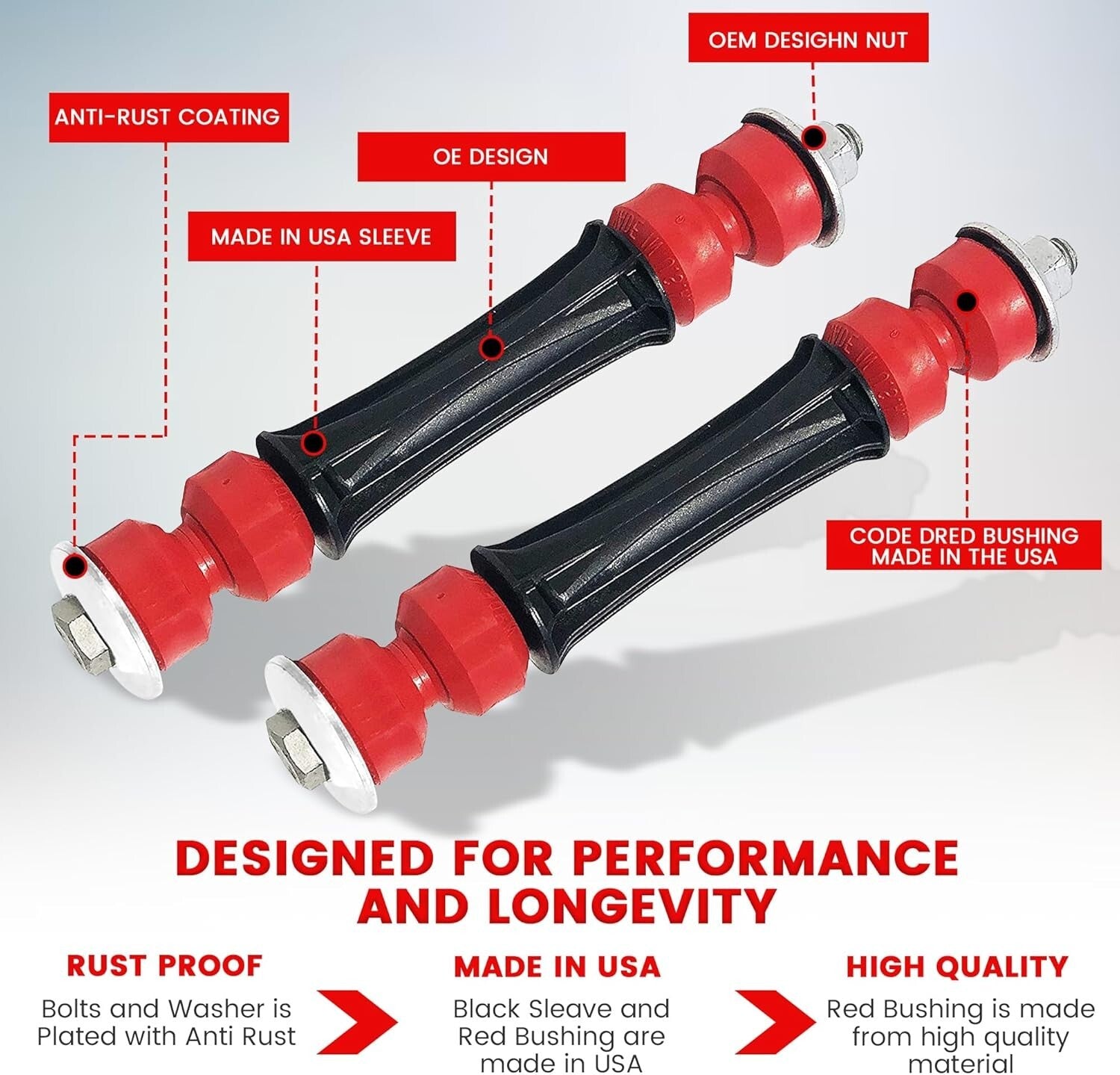 High-Quality 6 PC Sway Bar Stabilizer Link Kit + Bushings for GM SUVs 2007-2020