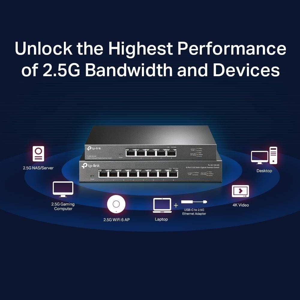 5-Port Multi-Gigabit Unmanaged Network Switch - 2.5G Bandwidth, Fanless Design