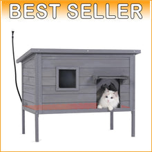 Load image into Gallery viewer, Heated Cat House - Cozy Shelter for Indoor &amp; Outdoor Cats in Grey, Large
