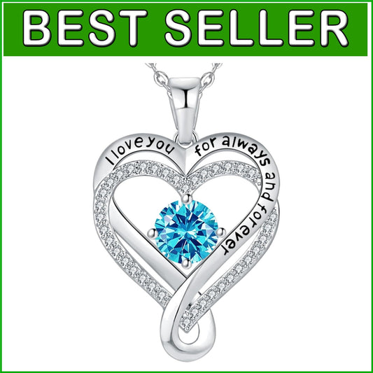 Engraved 'I Love You Forever' Necklace with Cubic Zirconia & Birthstones for Her