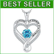 Load image into Gallery viewer, Engraved 'I Love You Forever' Necklace with Cubic Zirconia &amp; Birthstones for Her