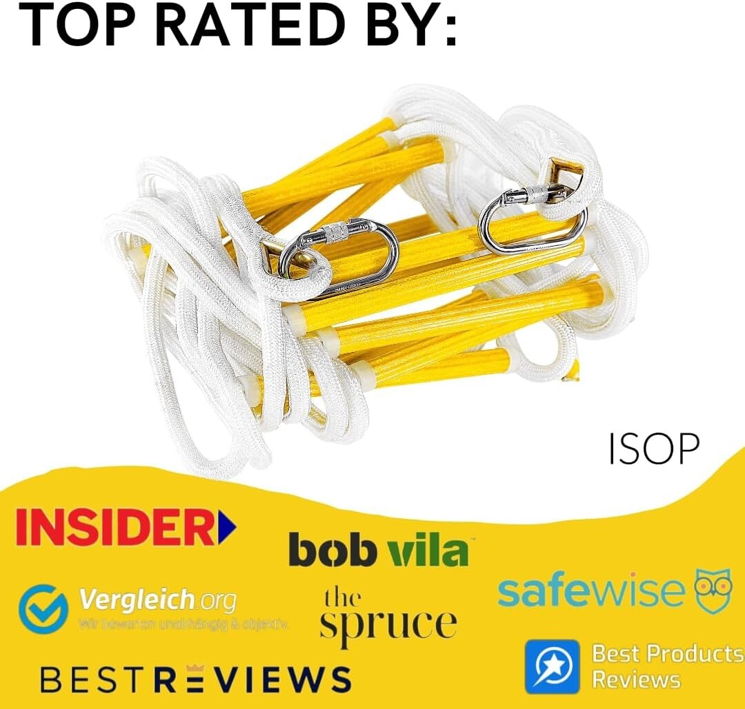 Compact Weather Resistant 8ft Rope Ladder - Ideal for Emergencies & Tree Houses