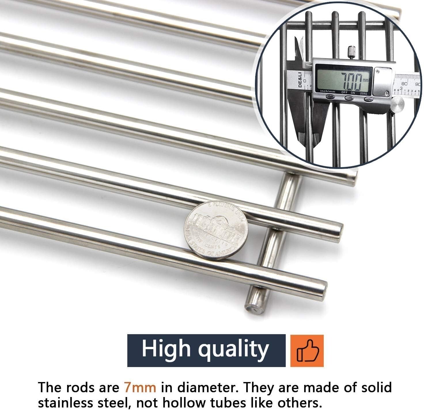 17" Grill Grates - Solid SUS 304 Stainless Steel for Nexgrill, Kenmore, Uniflame