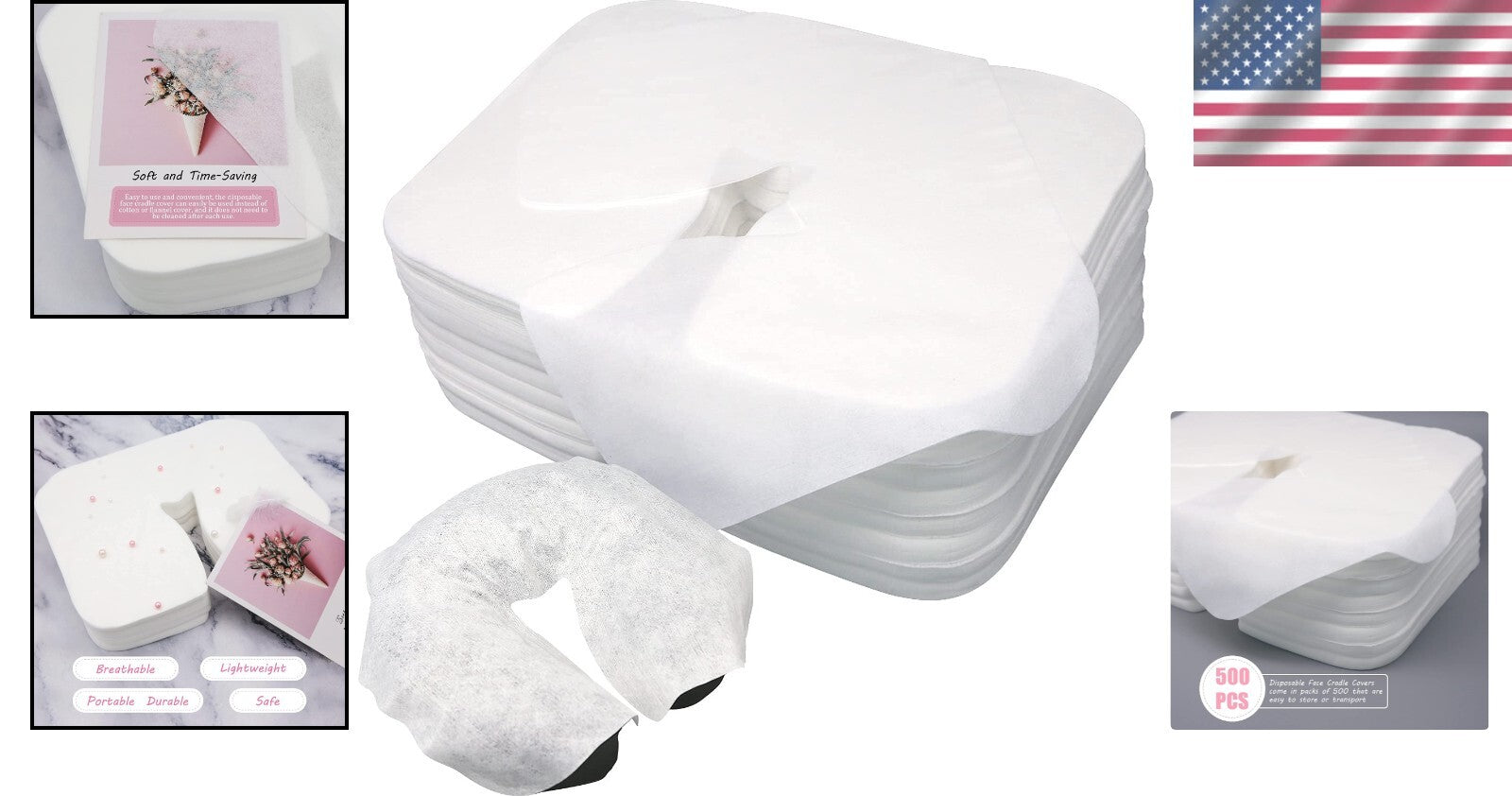 500 Count Premium Disposable Face Cradle Covers - Medical-Grade Cotton for Spa