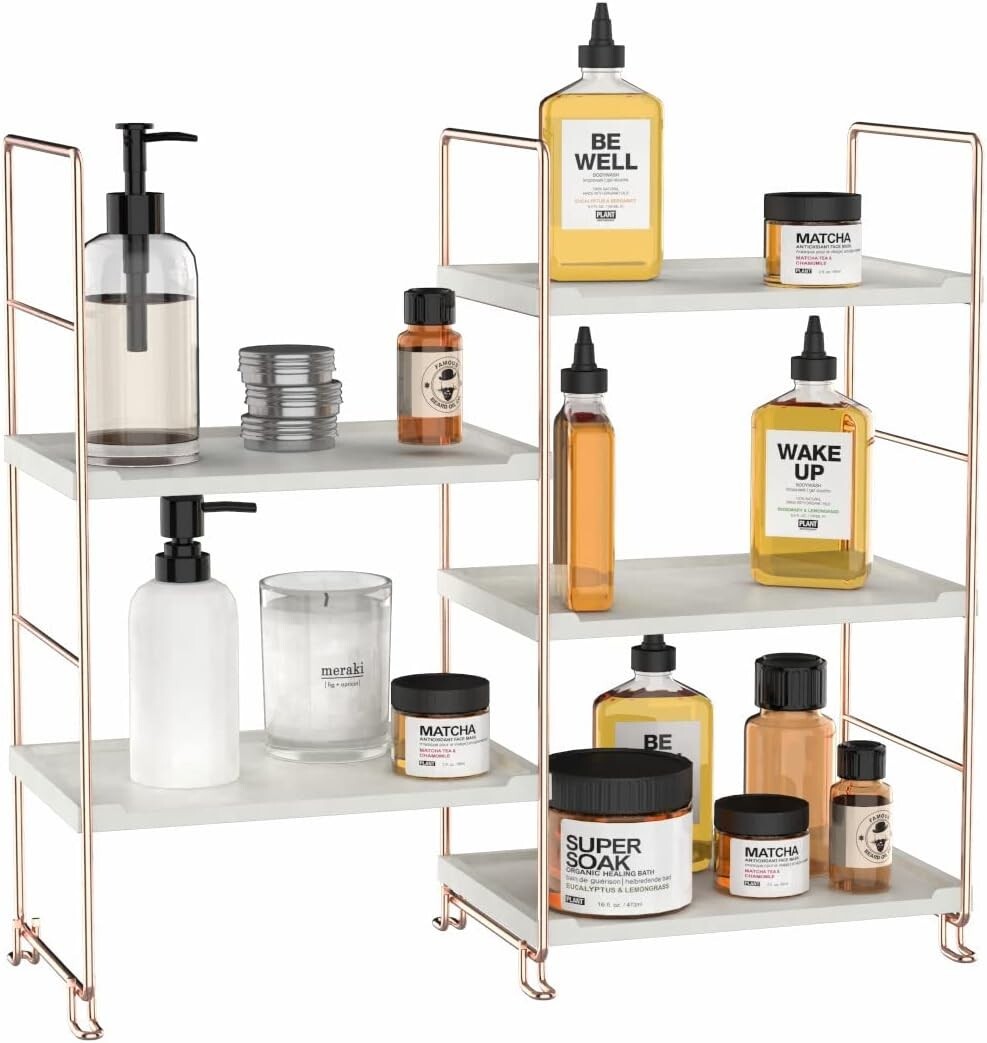 Elegant 3-Tier Bathroom Organizer - Modern Vanity and Spice Rack in Rose Gold
