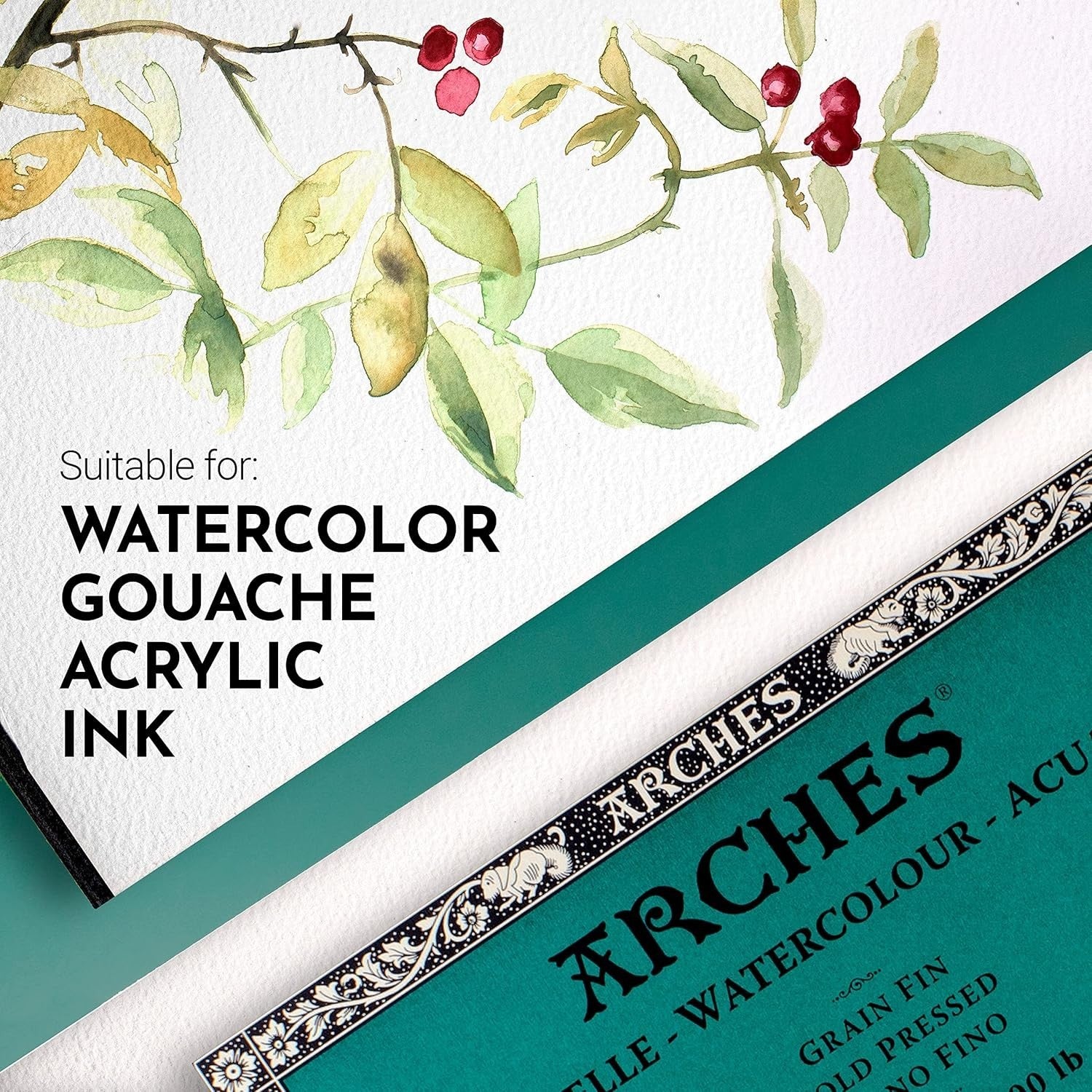 10-Sheet 9x12 Watercolor Paper Block - 100% Cotton Cold Press for Vibrant Art