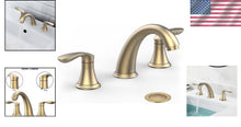 Load image into Gallery viewer, Luxury Brushed Gold Bathroom Sink Faucet with Two Handles &amp; High-Arc Spout