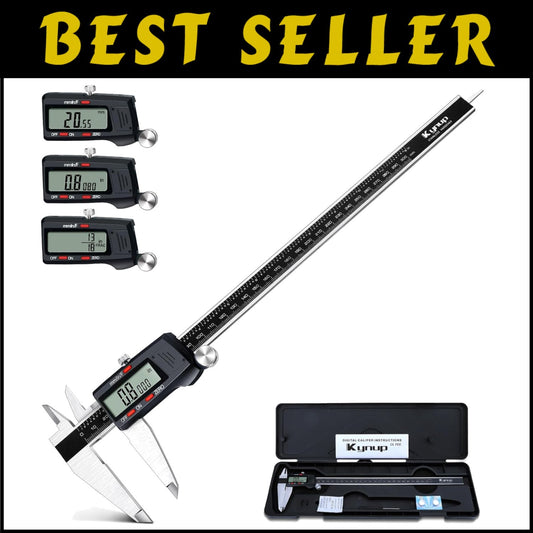 Professional-Grade 12-Inch Digital Caliper - Inch, Metric & Fraction Readings