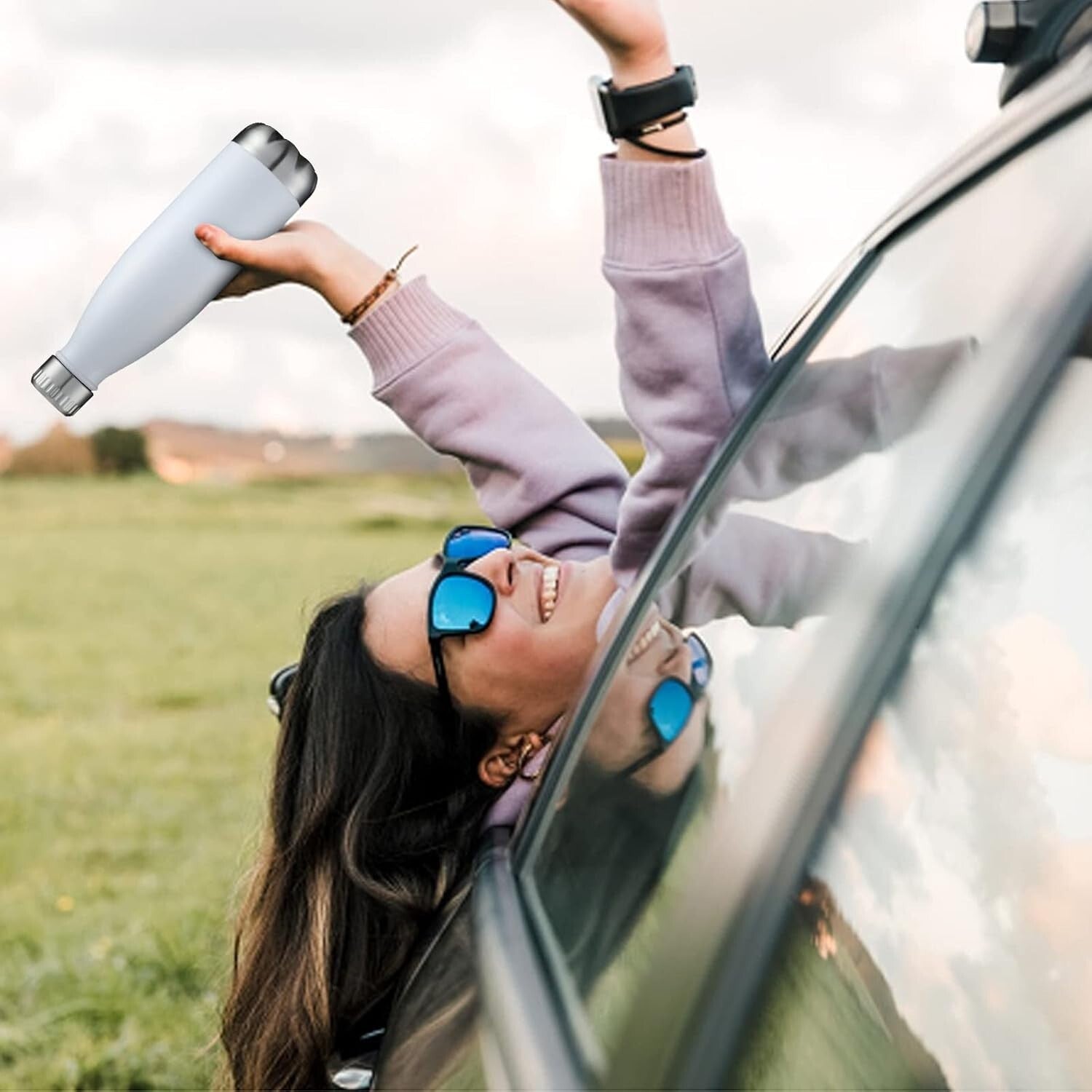 Vacuum Insulated 17oz White Water Bottles - Perfect for Outdoor Adventures