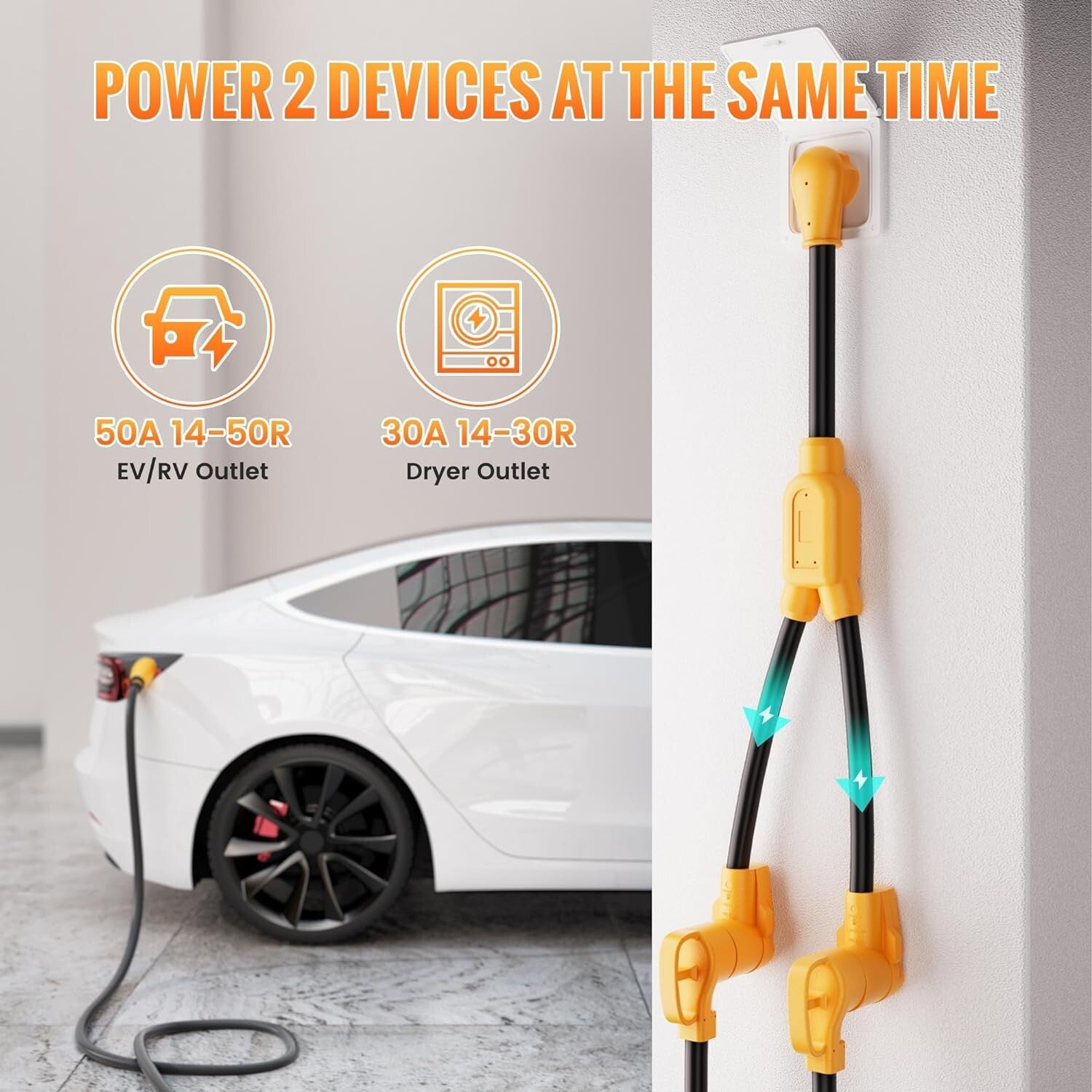 4-Prong 30AMP Adapter Cable - Connect EVs to Dryer Outlets Efficiently