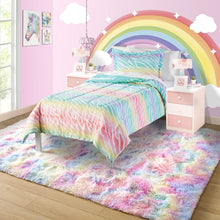 Load image into Gallery viewer, Fluffy Rainbow Area Rug 5x8 Feet - Perfect for Kids' Playroom &amp; Nursery Decor
