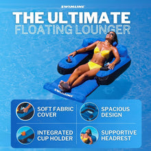 Load image into Gallery viewer, Nylon Fabric Pool Float Mattress with Supportive Headrest &amp; Easy Air Setup, 55"L